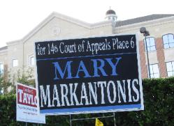 Mary Markantonis campaign billboard candidate for 14th Court of Appeals Houston TX